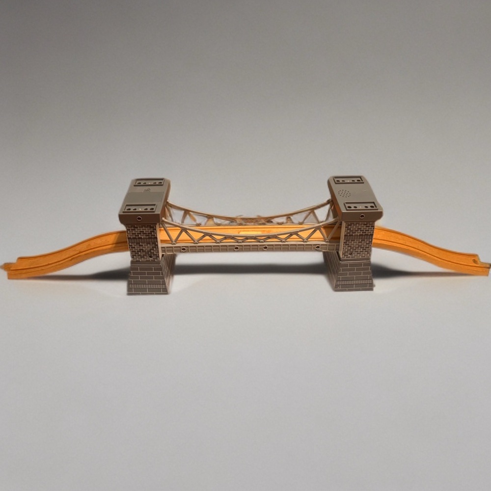 Wooden Track Suspension Bridge & 2 Curved Ramp Track Pieces Compatible W/Brio